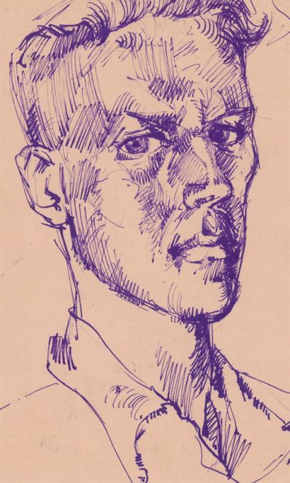 Peter Collins ARCA - c.1970s Pen and Ink Drawing, Portrait of a Man