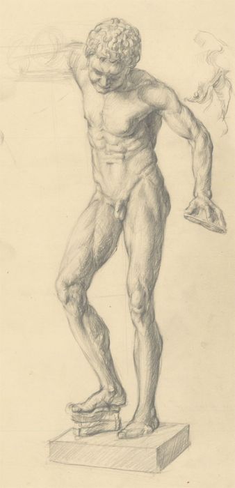 Peter Collins ARCA - c.1970s Graphite Drawing, Classical Statue Study