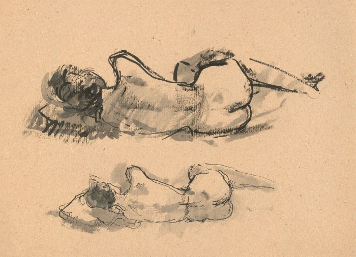 Peter Collins ARCA - c.1970s Pen and Ink Drawing, Female Nude Studies