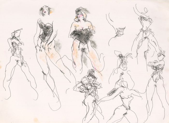 Peter Collins ARCA - c.1970s Pen and Ink Drawing, Woman in a Corset