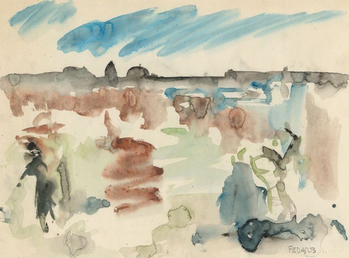 Ernest Fedarb NS (1905-2005) - 20th Century Watercolour, Abstracted Landscape