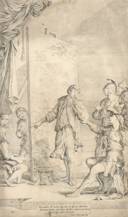 Salvator Rosa (1615-1673) -c1662 Engraving, Alexander in the studio of Apelles
