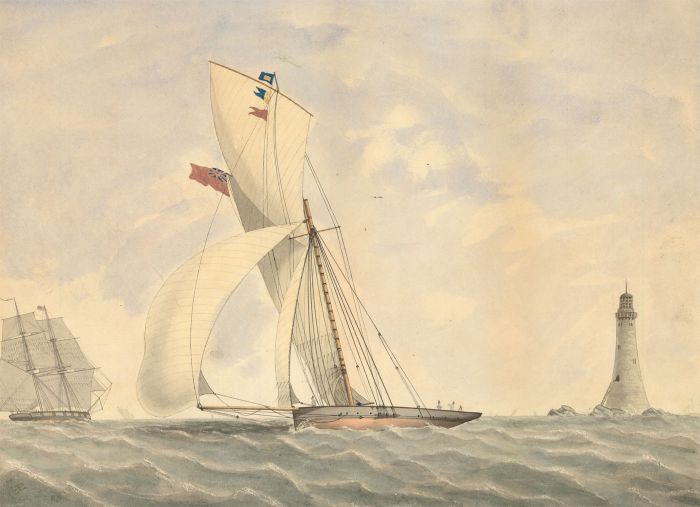 A.H - English School Late 19th Century Watercolour, Yachts by a Lighthouse