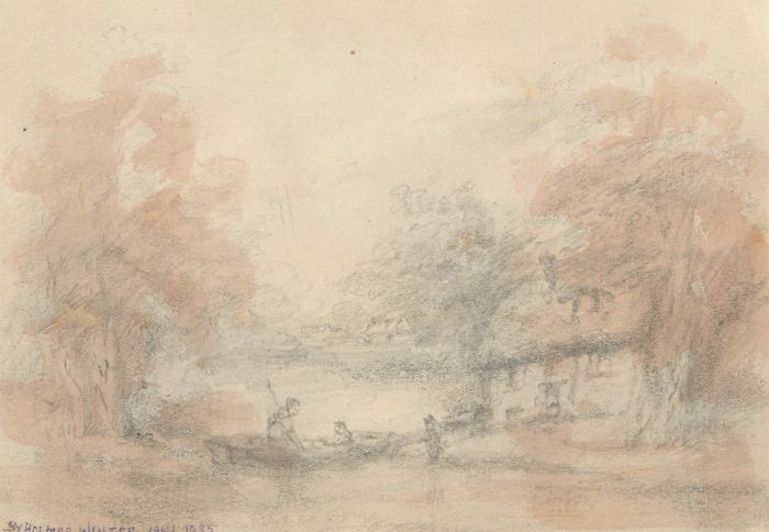 Holmes Winter (1851-1935) - 1926 Graphite Drawing, Lake Landscape with Cottage