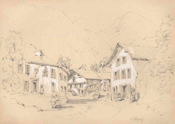 William Waterhouse - Mid 19th Century Graphite Drawing, Le Sepey, Switzerland