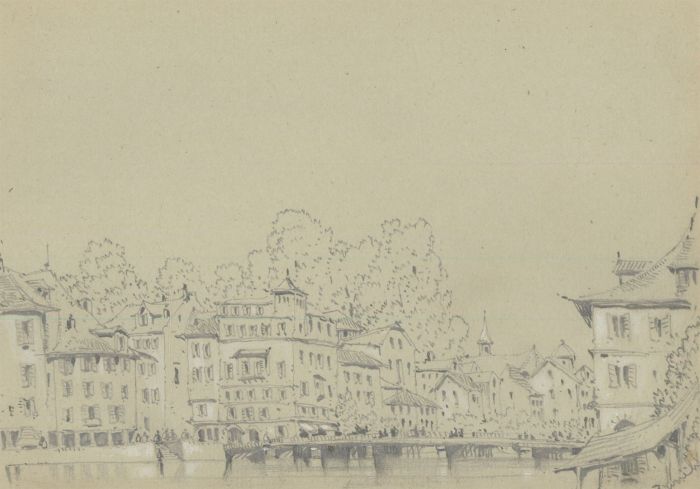 William Waterhouse - Mid 19th Century Graphite Drawing, Zurich, Switzerland
