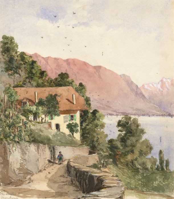 William Waterhouse - Mid 19th Century Watercolour, View at Montreux