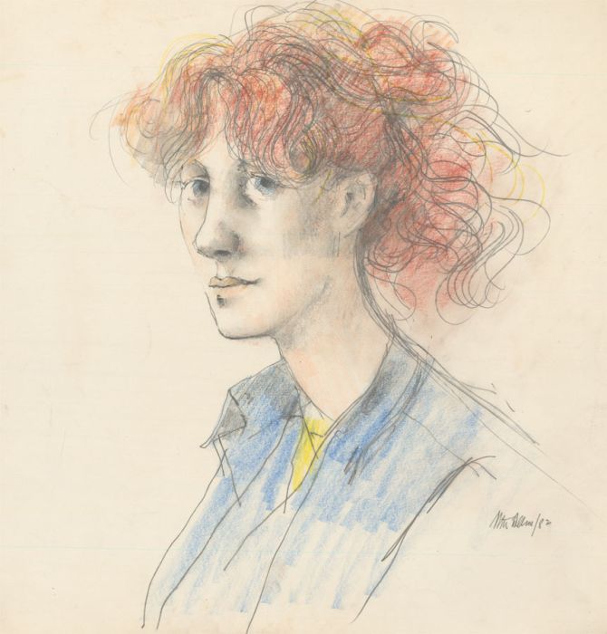 Peter Collins ARCA - Signed 1972 Mixed Media, Portrait of a Woman