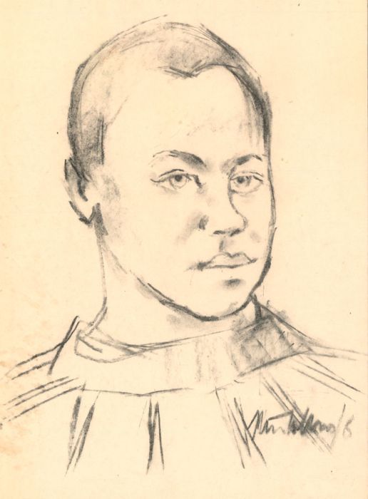 Peter Collins ARCA - Signed c.1970s Charcoal Drawing, Portrait of a Man