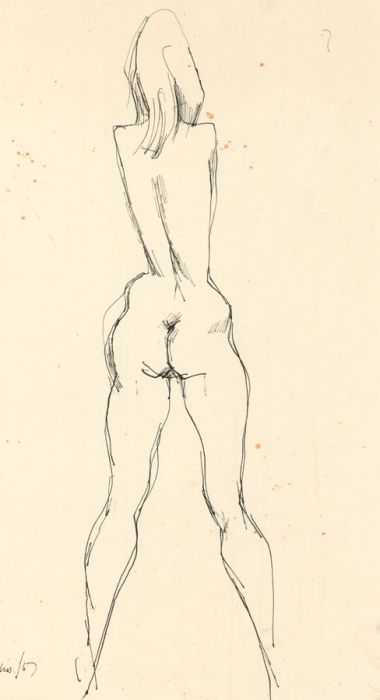 Peter Collins ARCA - Set of Two 1967 Pen and Ink Drawing, Standing Nudes