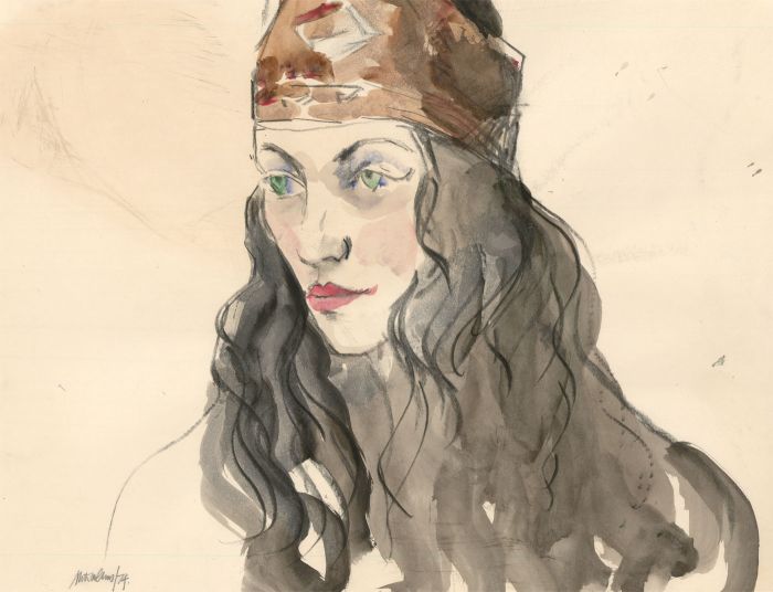 Peter Collins ARCA - Signed 1974 Watercolour, Young Woman with Green Eyes