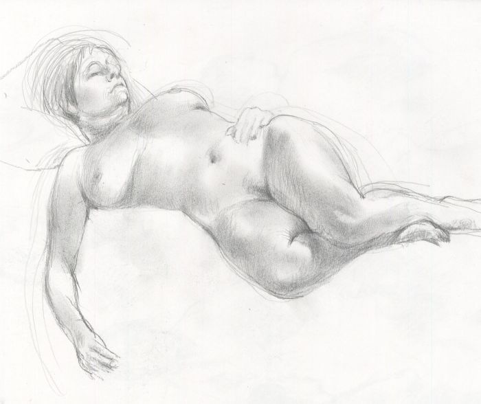 Contemporary Graphite Drawing - Female Nude