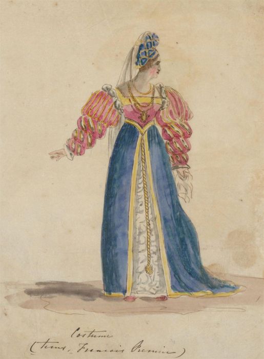 19th Century Watercolour - Ladies Costume Design