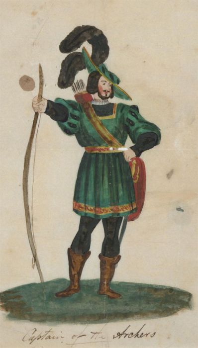 19th Century Watercolour - Captain of Archers