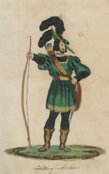 19th Century Watercolour - Captain of Archers