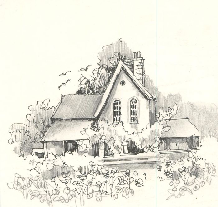 Robert Shuck - Three Contemporary Graphite Drawings, Town and Village Scenes