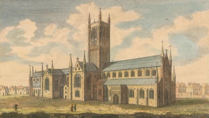 1776 Engraving - The North West Prospect of Worcester Cathedral