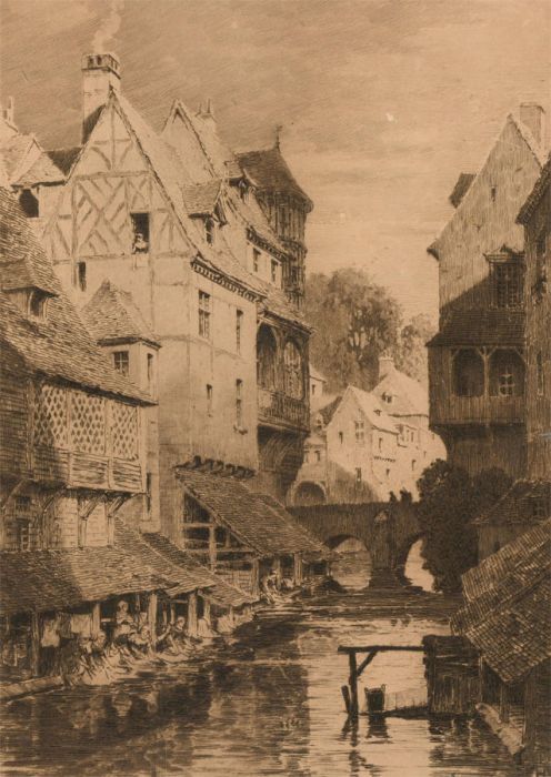 Axel Herman Haig (1836-1921) - Etching, Continental City Scene
