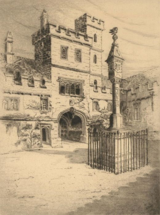 Margaret Aulton - Early 20th Century Etching, Corpus Church, Oxford