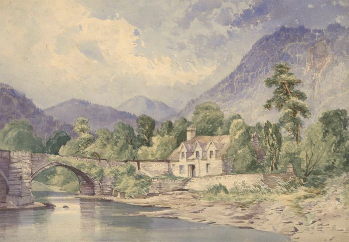 W. Elsworth ARBA - Signed 1859 Watercolour, Mountainous Landscape