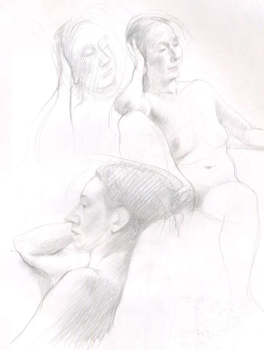 Sketchbook with Contemporary Nude Studies in Graphite