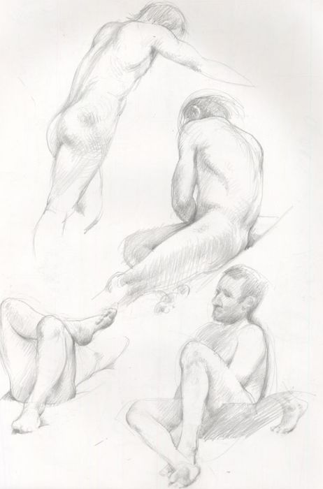 Sketchbook with Contemporary Nude Studies in Graphite