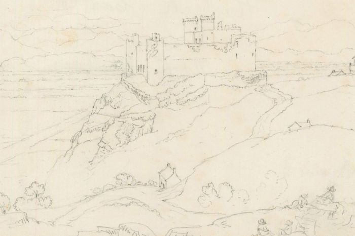 M.E. Bladeen - circa 1825 Graphite Drawing, Harlech Castle