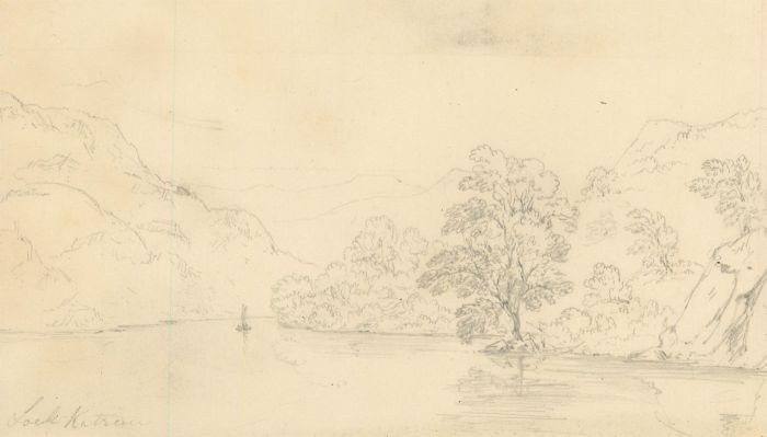 M.E. Bladeen - circa 1834 Graphite Drawing, Loch Katrine, Scotland