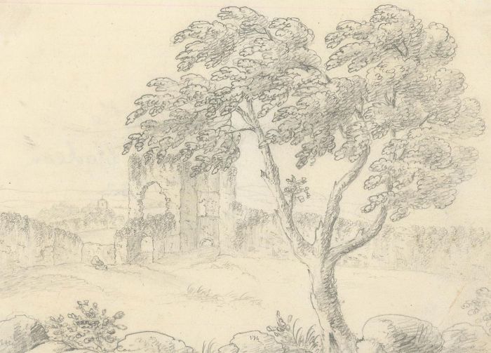 M.E. Bladeen - 1823 Graphite Drawing, Pevensey Castle