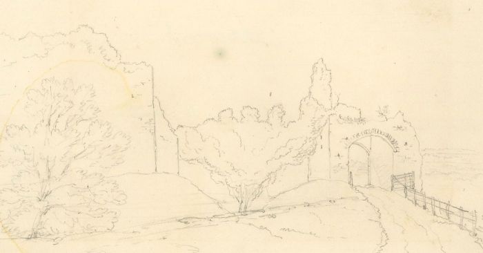 M.E. Bladeen - circa 1825 Graphite Drawing, Saltwood Castle
