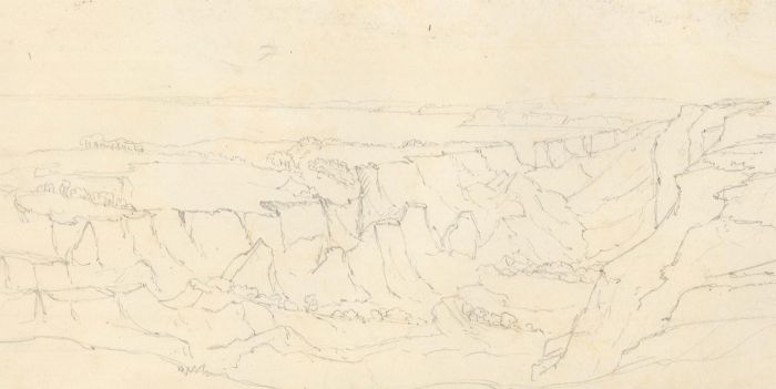 M.E. Bladeen - Mid 19th Century Graphite Drawing, Landslip near Lyme Regis