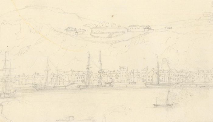 M.E. Bladeen - 1839 Graphite Drawing, View of Dover