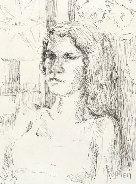 Lady Eleanor Mather - Contemporary Pen and Ink Drawing, Portrait of a Woman