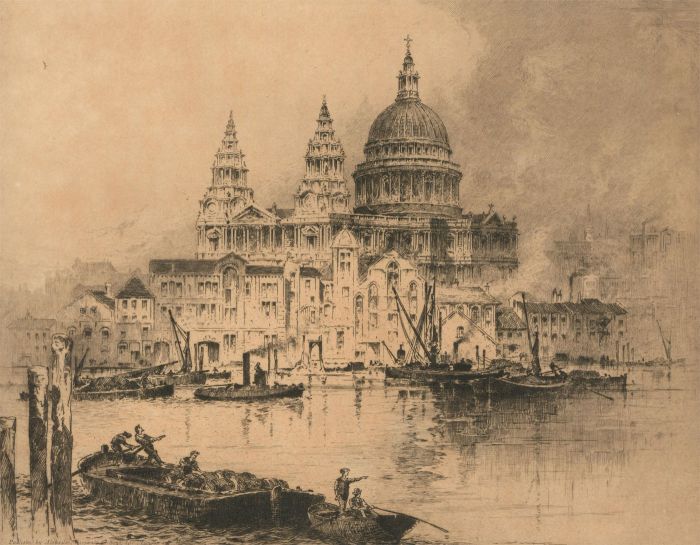 20th Century Etching - St Paul's Cathedral, London