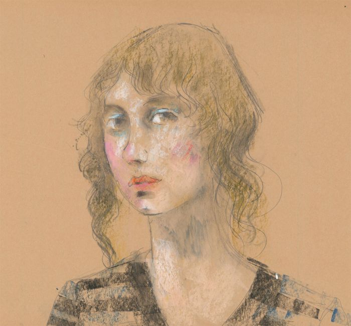 Peter Collins ARCA - c.1970s Crayon, Portrait of a Woman