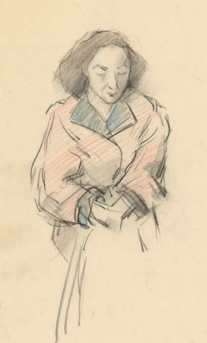 Peter Collins ARCA - c.1970s Coloured Pencil, Portrait of a Seated Woman