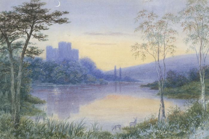 M.F.F - Late 19th Century Watercolour, Moonlight Over a Lake