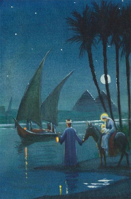 Noel Syers - Contemporary Watercolour, Jesus, Mary and Joseph