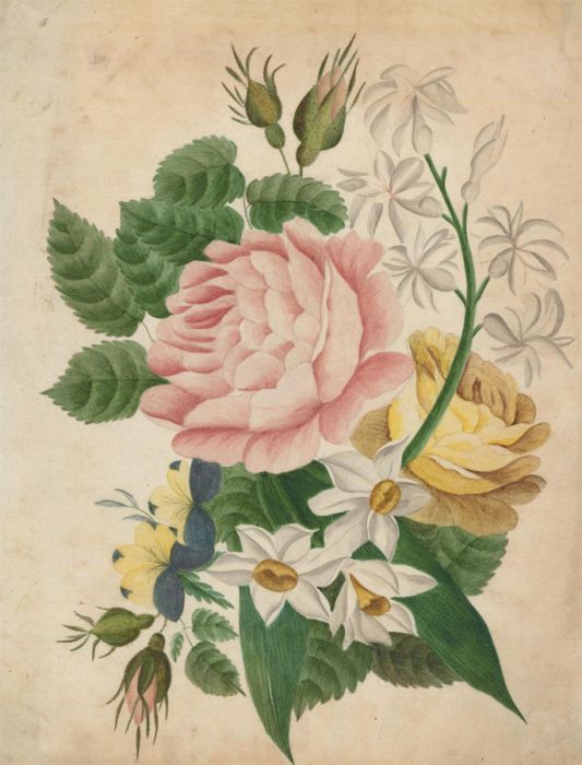 19th Century Watercolour - Floral Arrangement