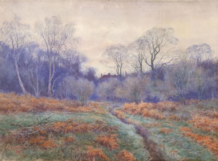 A.E. Strutt - Signed 1888 Watercolour, Winter Landscape