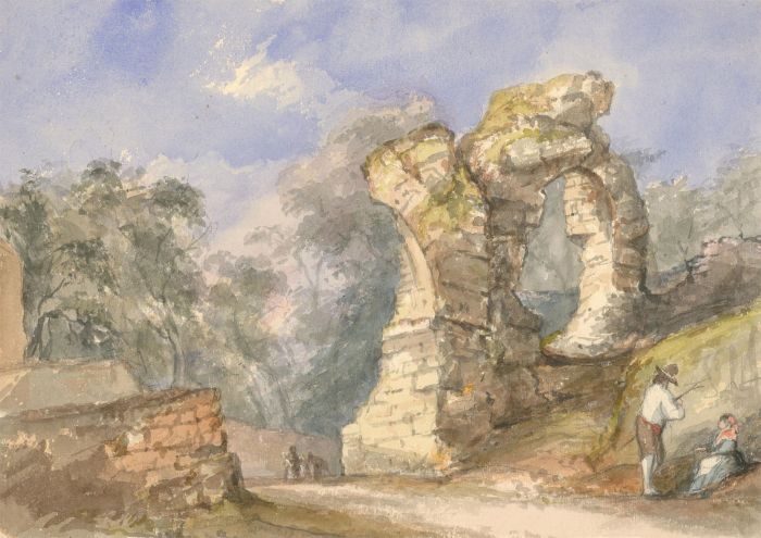 Margaret (Daisy) George - 19th Century Watercolour, Scene with Figures and Ruins