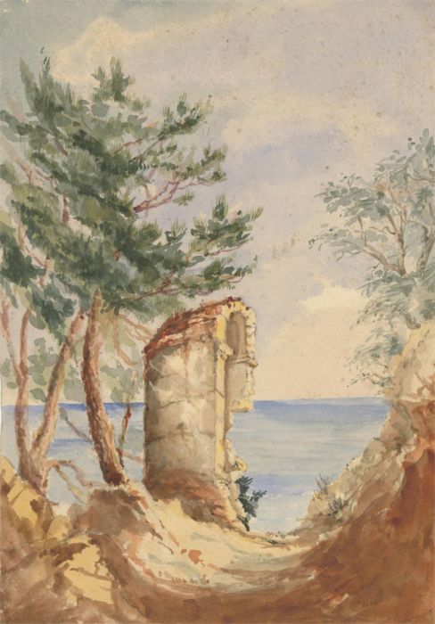 Margaret (Daisy) George - 19th Century Watercolour, Ruin in a Coastal Landscape