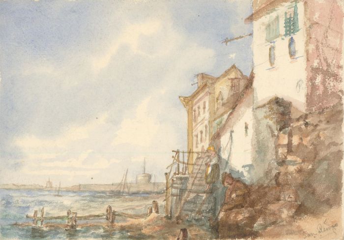 Margaret (Daisy) George - Mid 19th Century Watercolour, Sanremo Harbour Scene