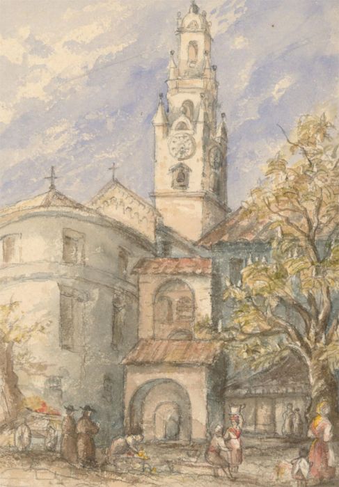 Margaret (Daisy) George - Mid 19th Century Watercolour, Sanremo Piazza