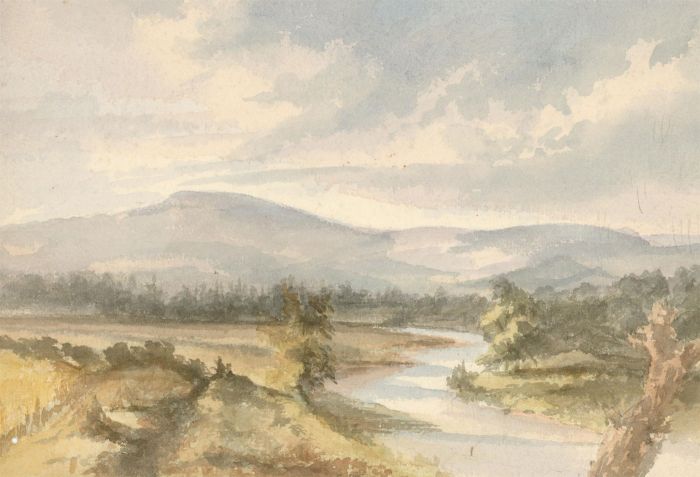 Margaret (Daisy) George - Mid 19th Century Watercolour, Winding River Landscape
