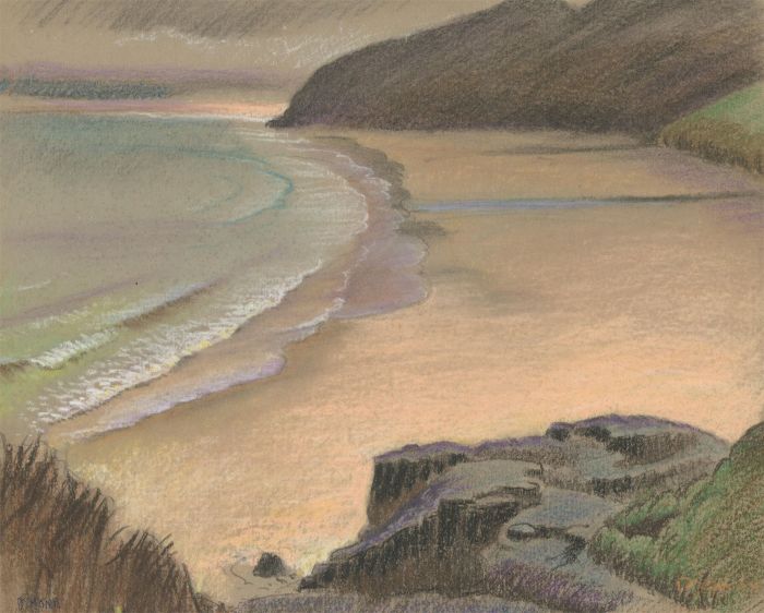 Fred Dymond - Mid 20th Century Pastel, Cornish Beach Scene