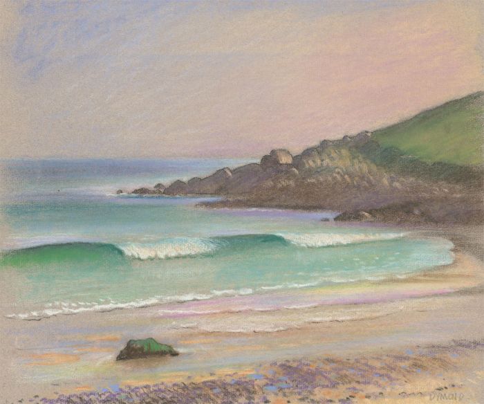 Fred Dymond - Mid 20th Century Pastel, Cornish Coastal Landscape