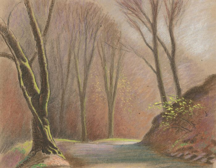 Fred Dymond - Mid 20th Century Pastel, Path Through Trees