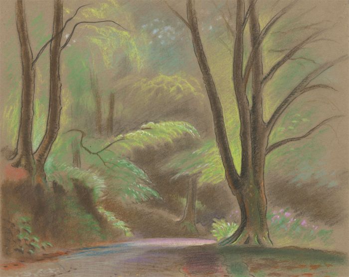 Fred Dymond - Mid 20th Century Pastel, Path Through Trees