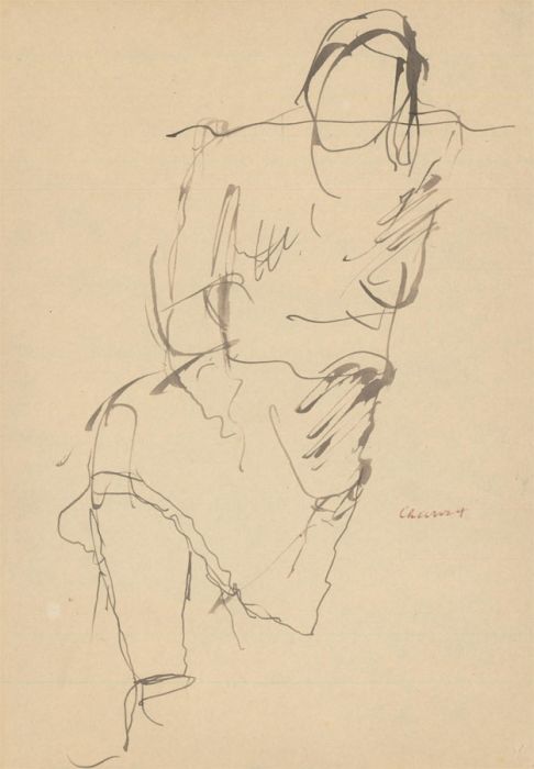 Chausse - Mid 20th Century Pen and Ink Drawing, Expressive Nude Study